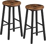 HOOBRO Bar Stools, Set of 2 Bar Chairs, 65.5 cm Height Stools, Breakfast Bar Stools, Industrial Kitchen Bar Chairs, for Dining Room, Kitchen, Bar, Solid and Stable, Rustic Brown and Black BF07BY01G1