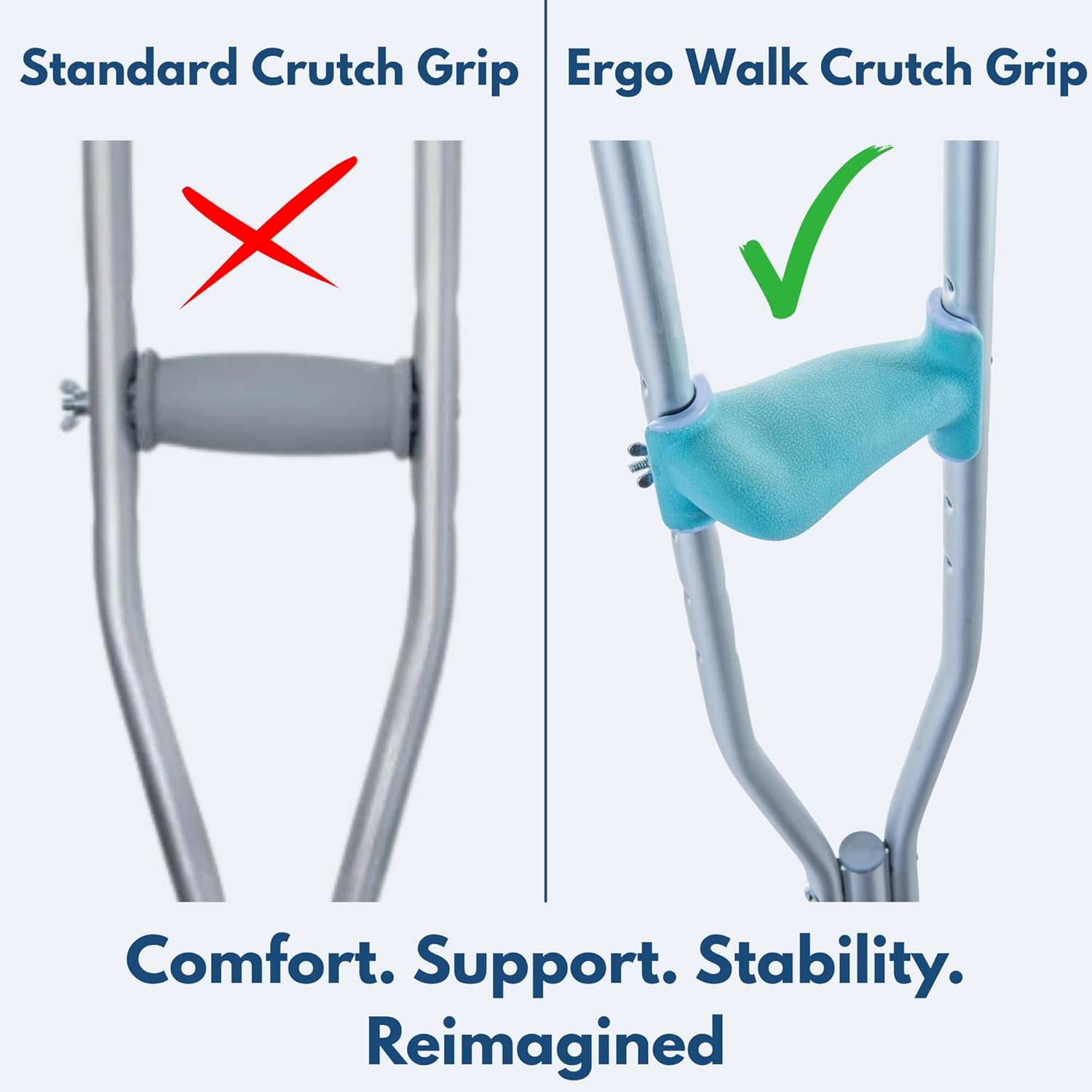 Foldable Ergonomic Crutches – Adjustable, Lightweight Crutches with Ergonomic Grips – Compact, 3X Comfortable Support – Fits 4’10” to 6’4” – 250 lb Capacity