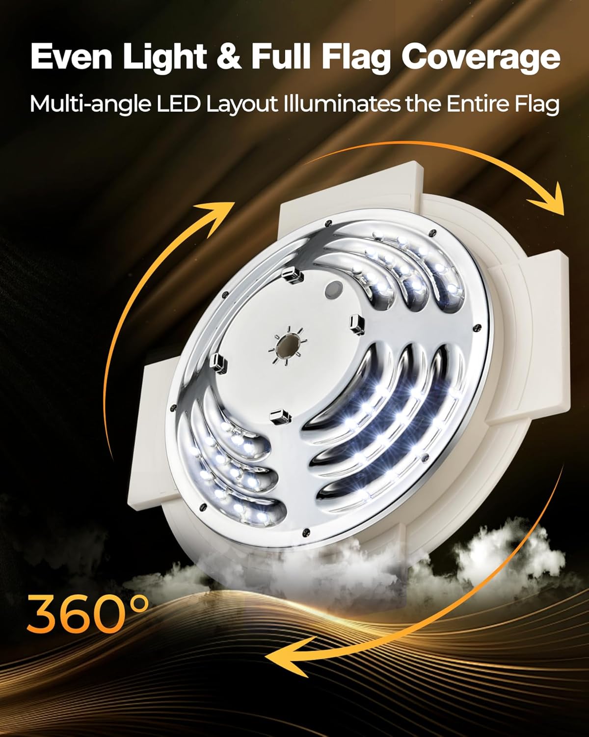 Flag Pole Light Solar Powered, 48 LED High-Lumen Bright Four-Leaf Clover Flagpole Solar Light for 15-30 Ft Outdoor Flagpoles, Up to 17 Hours of Long Lighting, IP 65 Waterproof, Auto On/Off