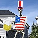 12 ft 4th of July Patriotic Skeleton Clothing Costume Accessories Set Large Hat and...
