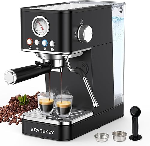 Miniatura 1 de Spacekey Máquina de café expreso con espumador de leche, máquina de café espresso profesional de 20 bares, máquinas de café espresso semiautomáticas
