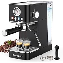 Spacekey Espresso Machine with Milk Frother, 20 Bar Professional Espresso Maker Semi-Automatic Espresso Coffee Machines for Home, Cappuccino, Latte Maker with 58oz Removable Water Tank, Black