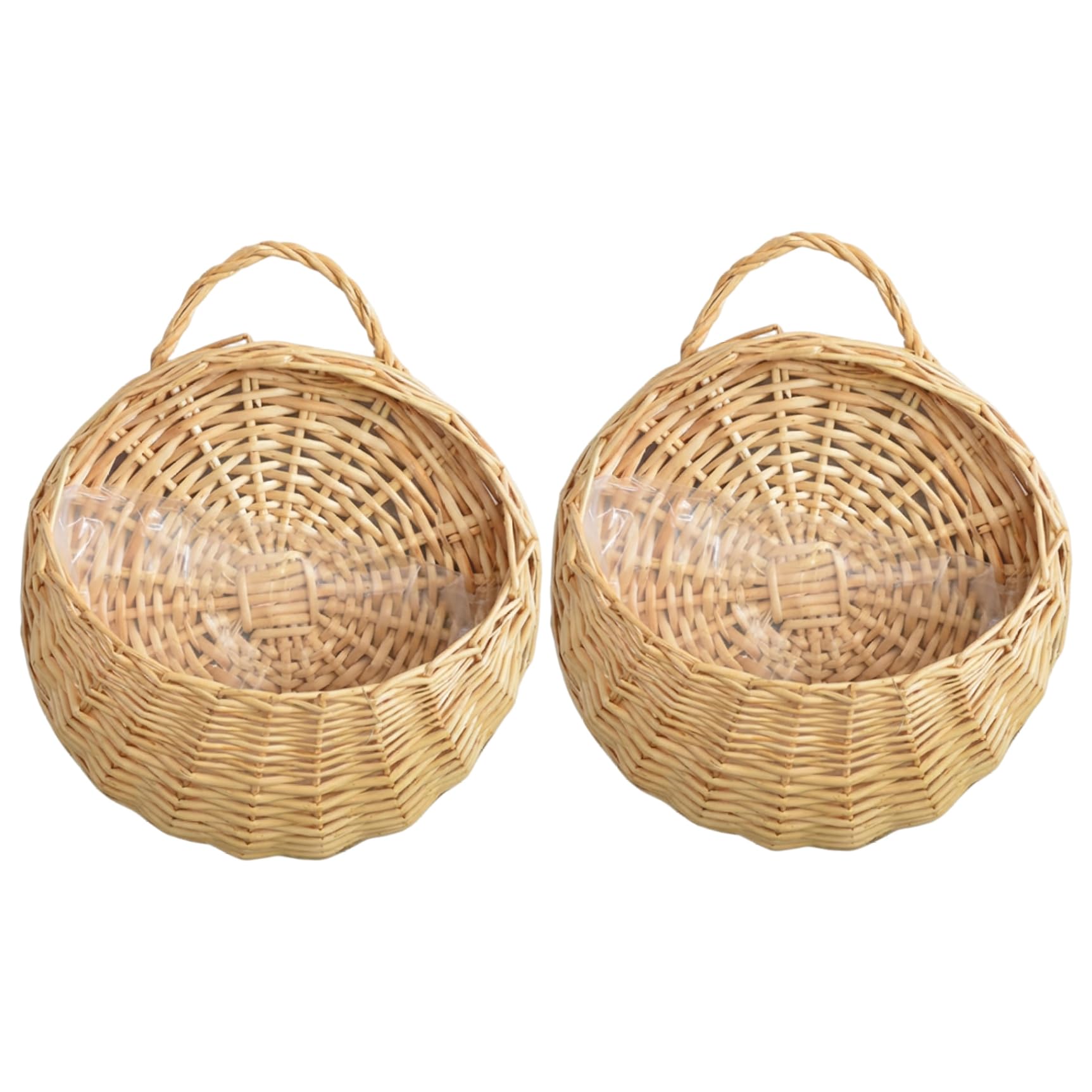 Uanqfegy Wicker Hanging Basket Set of 2 Small Rattan – Rustic Hanging Planter with Plastic Liner for Indoor Outdoor Decor