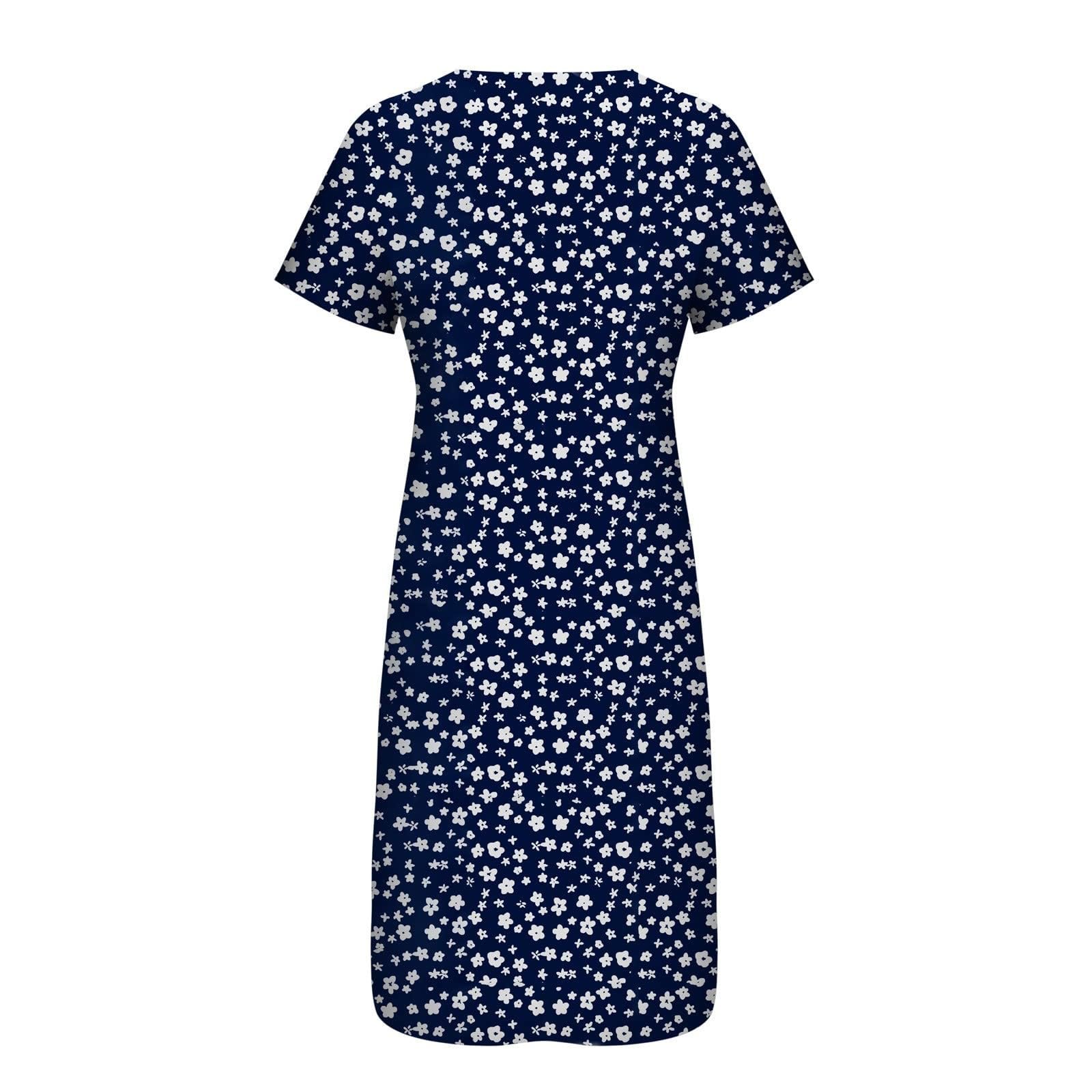 Lässiges Damenkleid mit V-Ausschnitt Knopfleiste für Alltag Urlaub stilvolle Bequeme Sommerkleider mit Druck