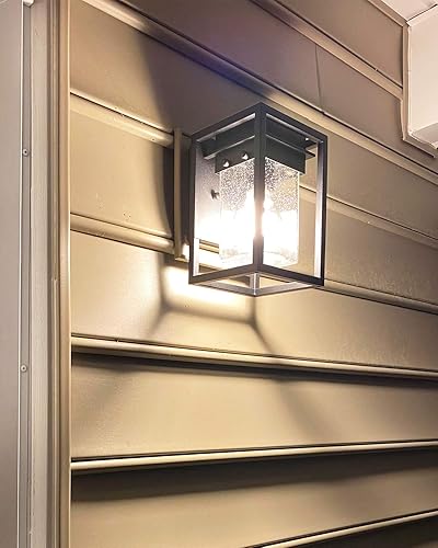 Miniatura 7 de Paquete de 2 apliques de pared para exteriores, modernos accesorios de iluminación de pared para exteriores de 1 luz en acabado negro con pantalla