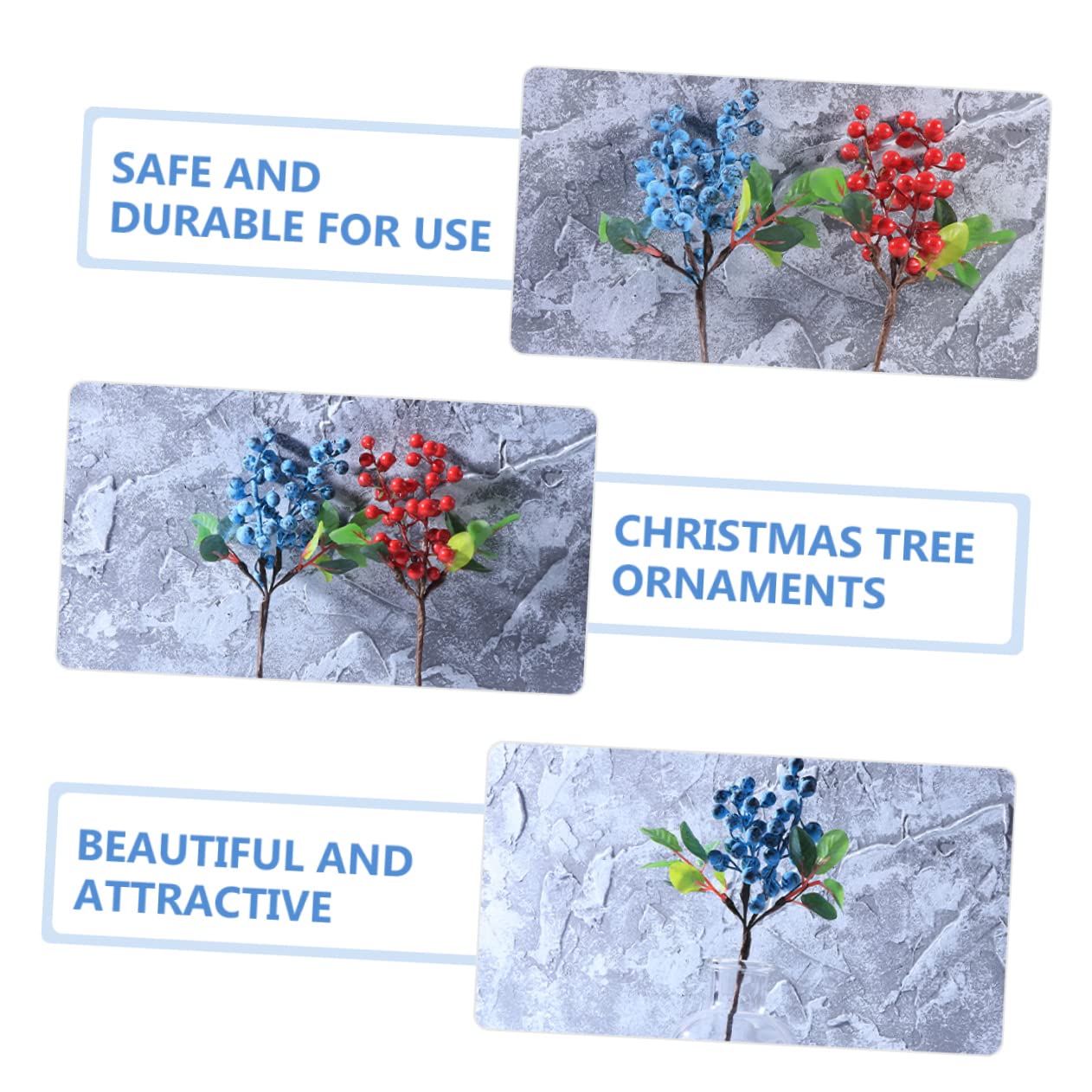 Abaodam 20pezzi Bacche Natalizie Artificiali Rami Di Bacche Di Agrifoglio Per Decorazioni Di Natale e Matrimoni Per Creazioni Festive e Ambienti Accoglienti