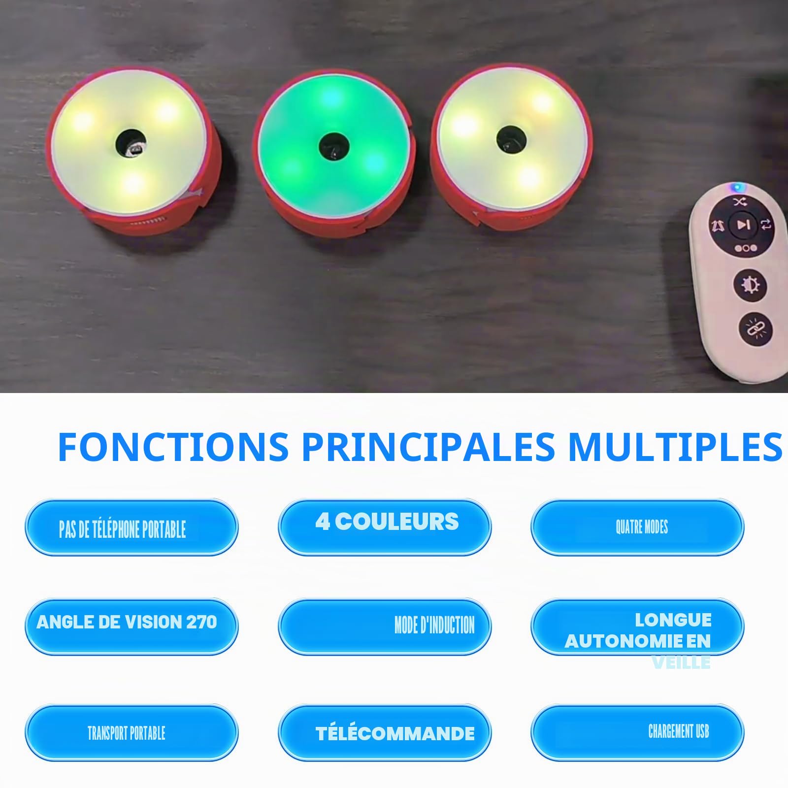 Lumières d'entraînement de réaction, 4 modes de lumières d'agilité de sport, kit d'entraînement avec chargement USB, lumières d'entraînement de réaction de sport, vitesse pour athlètes, entraîneurs de