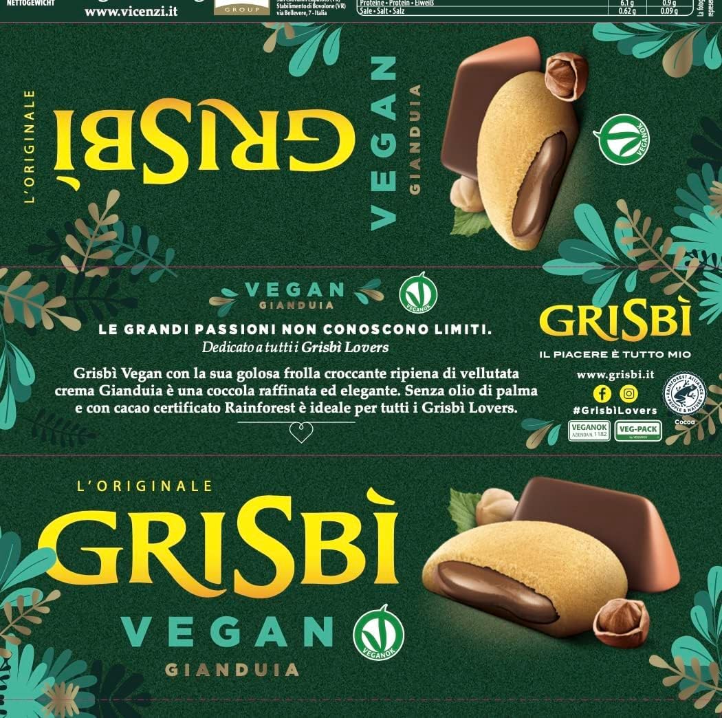 Italian Gourmet Grisbi Vegan Frolle Ripiene Crema Gianduia Kekse 12 x 135g
