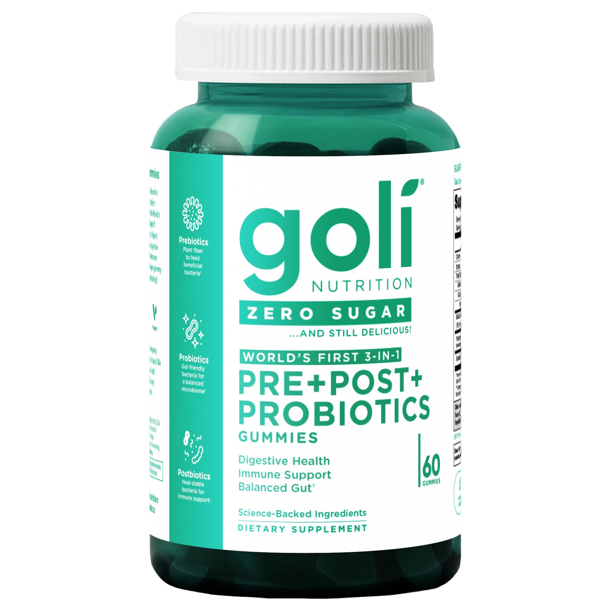 Goli Zero Sugar Pre Pro Postbiotic Gummies