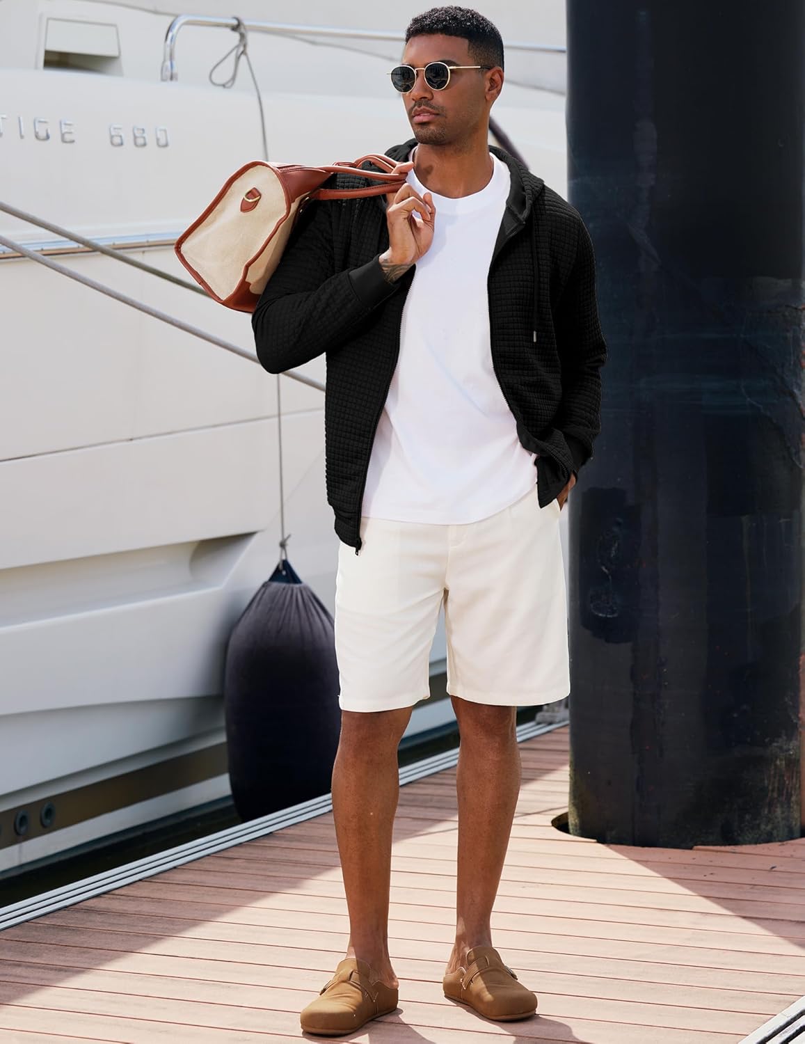 JMIERR Men’s Jacquard Plaid Hoodie Long Sleeve Drawstring Casual Hooded Sweatshirts Jackets with Pockets - Image 7