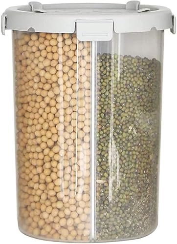Miniatura 7 de Dispensador de cereales de cocina de plástico de 4 rejillas, caja de almacenamiento de harina y granos, tarro de alimentos secos, recipiente sellado