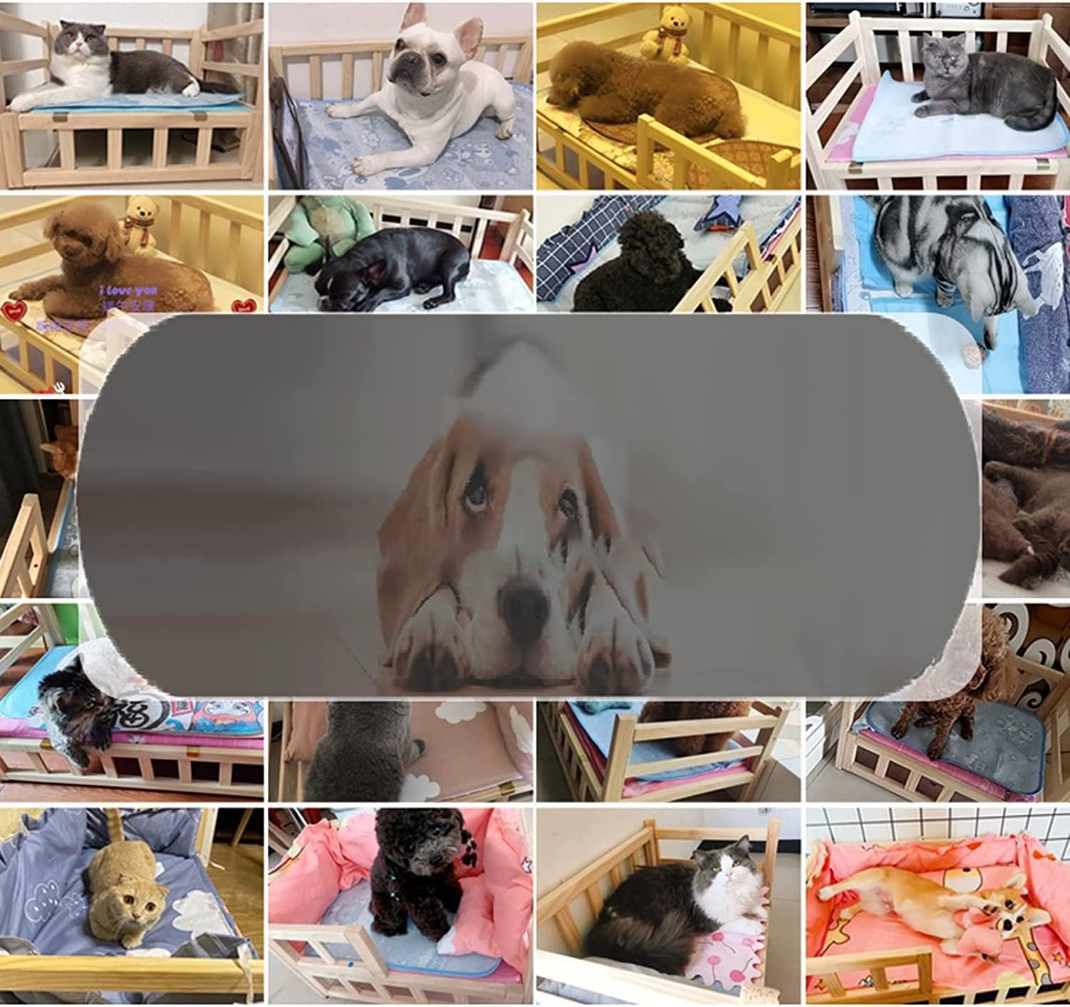 Dog Bed Wooden Dog Bed Eevated Pet Bed Elevated Orthopedic Pet Couch Kennel with Fenced & Stairs Dog Kennel Furniture for Small Medium Pets & Cats for Dogs Pet Cat ()