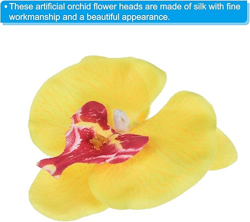 Miniatura 4 de PATIKIL Cabezales de orquídeas artificiales de 3.9 pulgadas, paquete de 20 cabezas de orquídea mariposa falsa de seda para decoración de ramo floral