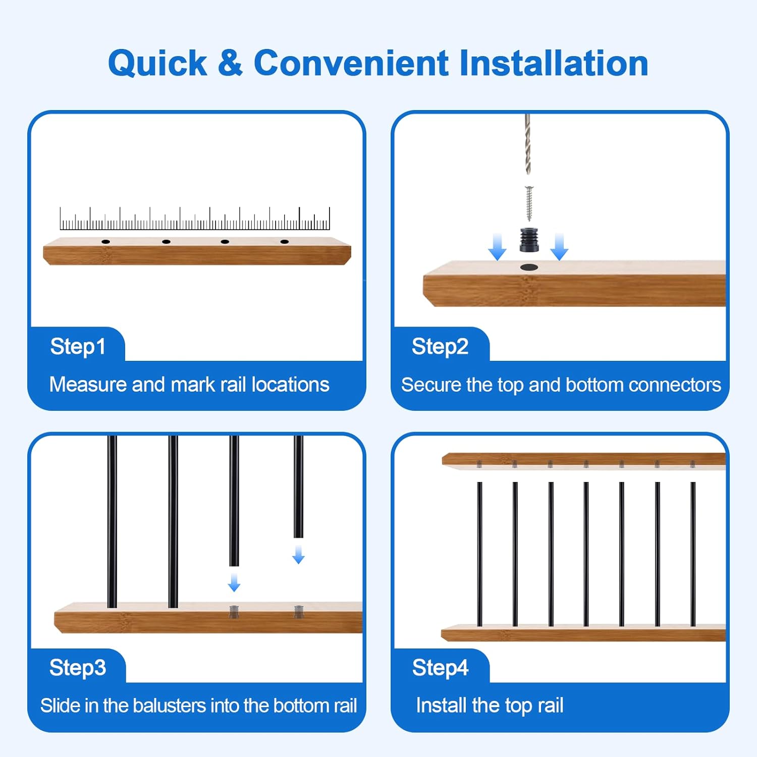 Aluminum Deck Balusters, 100 Pack 36" Round Aluminum Deck Spindles with Screws & Connectors, Corrosion Resistant, Easy to Cut to Custom Lengths, Modern Durable Spindles for Indoor & Outdoor Railings