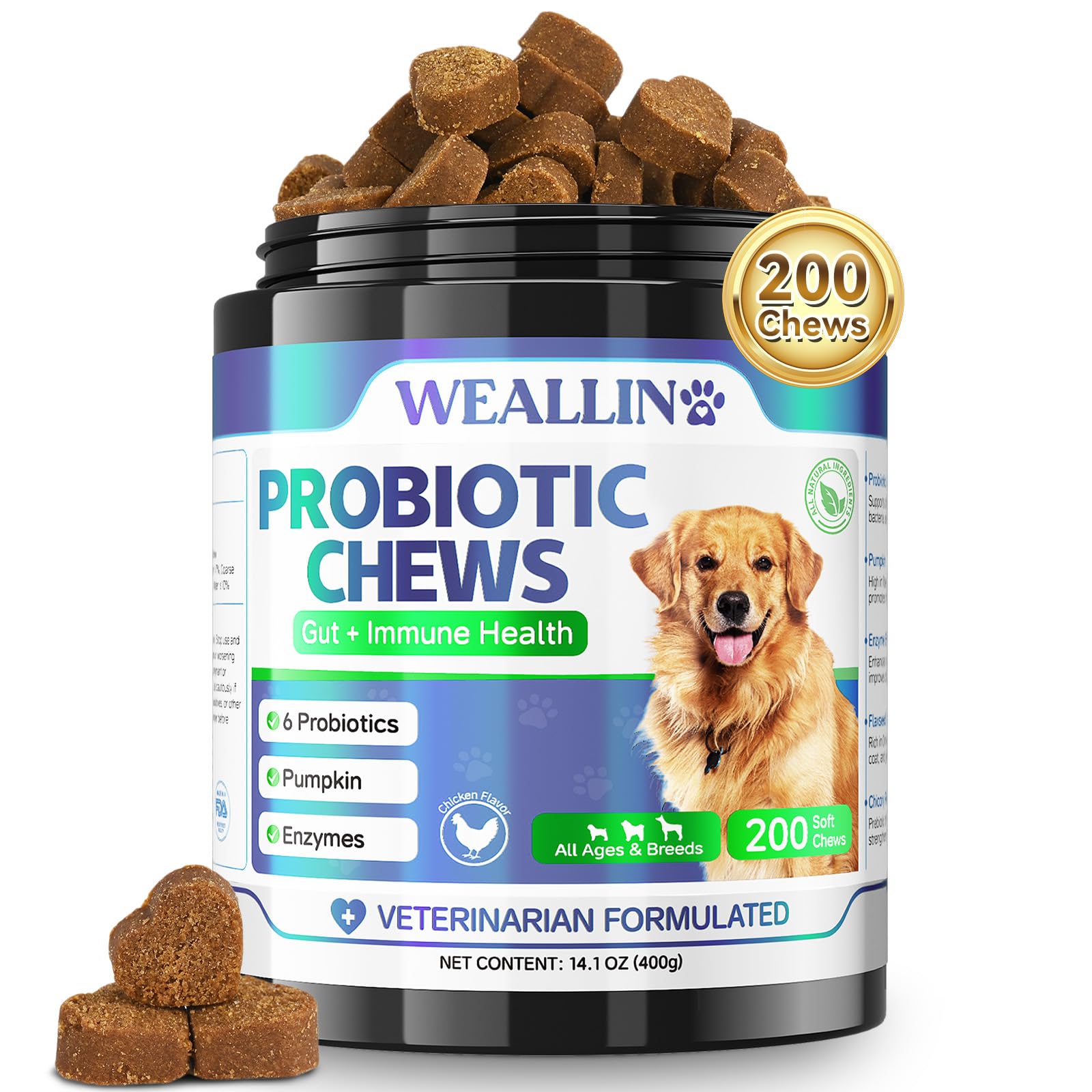 Probióticos para Perros, Prebióticos para la Salud Intestinal – Apoya la  Salud Digestiva y la Absorción de Nutrientes–200 Bocaditos Blandos que  Apoyan la Salud de la Piel y el Bienestar General :