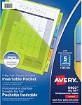 AVERY Big Tab Pocket Insertable Plastic Dividers for Laser and Inkjet Printers, 9-1/4" x 11-1/8", 8 tabs, Multi-Colour, 1 Set, (11903)