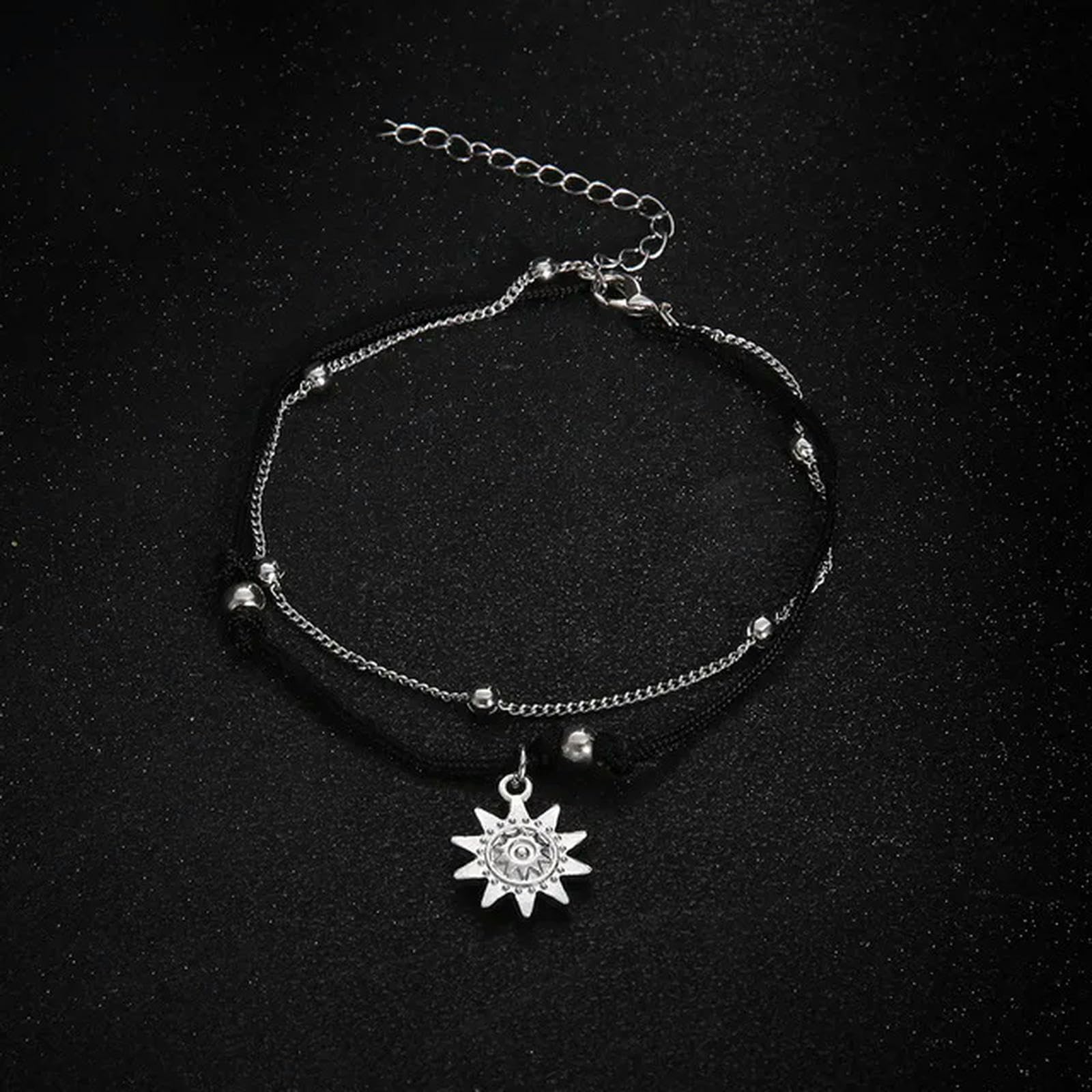 Tobilleras bohemias con cuentas multicapa for mujer, tobillera con colgante de sol a la moda, cadena hecha a mano, joyería for fiesta en el pie, pulsera for la pierna,Tobilleras