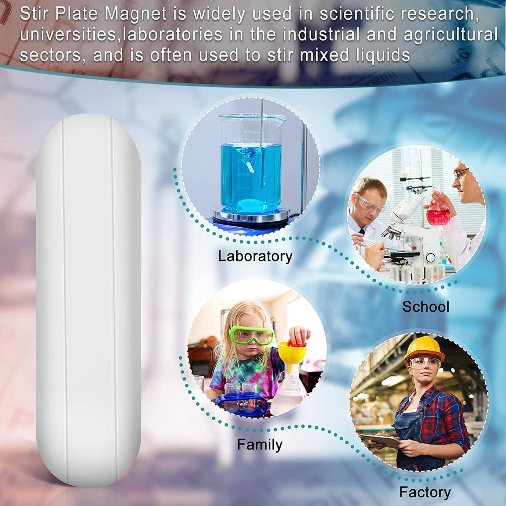 Agitatori Magnetici In PTFE - 8 Pezzi Per Laboratorio, Mixer Bar Con Magnet - Foto 4