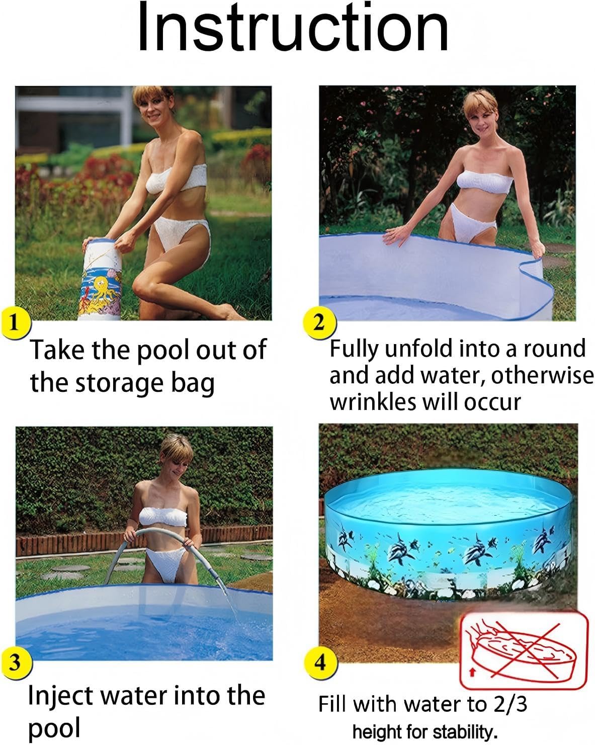 8FT Kiddie Pool, Non-Inflatable & Hard Plastic Round Pool – Large Family Wading Swimming Pool for Kids, Adults & Dogs – Easy Setup Outdoor Water Play for Garden Backyard Summer Parties
