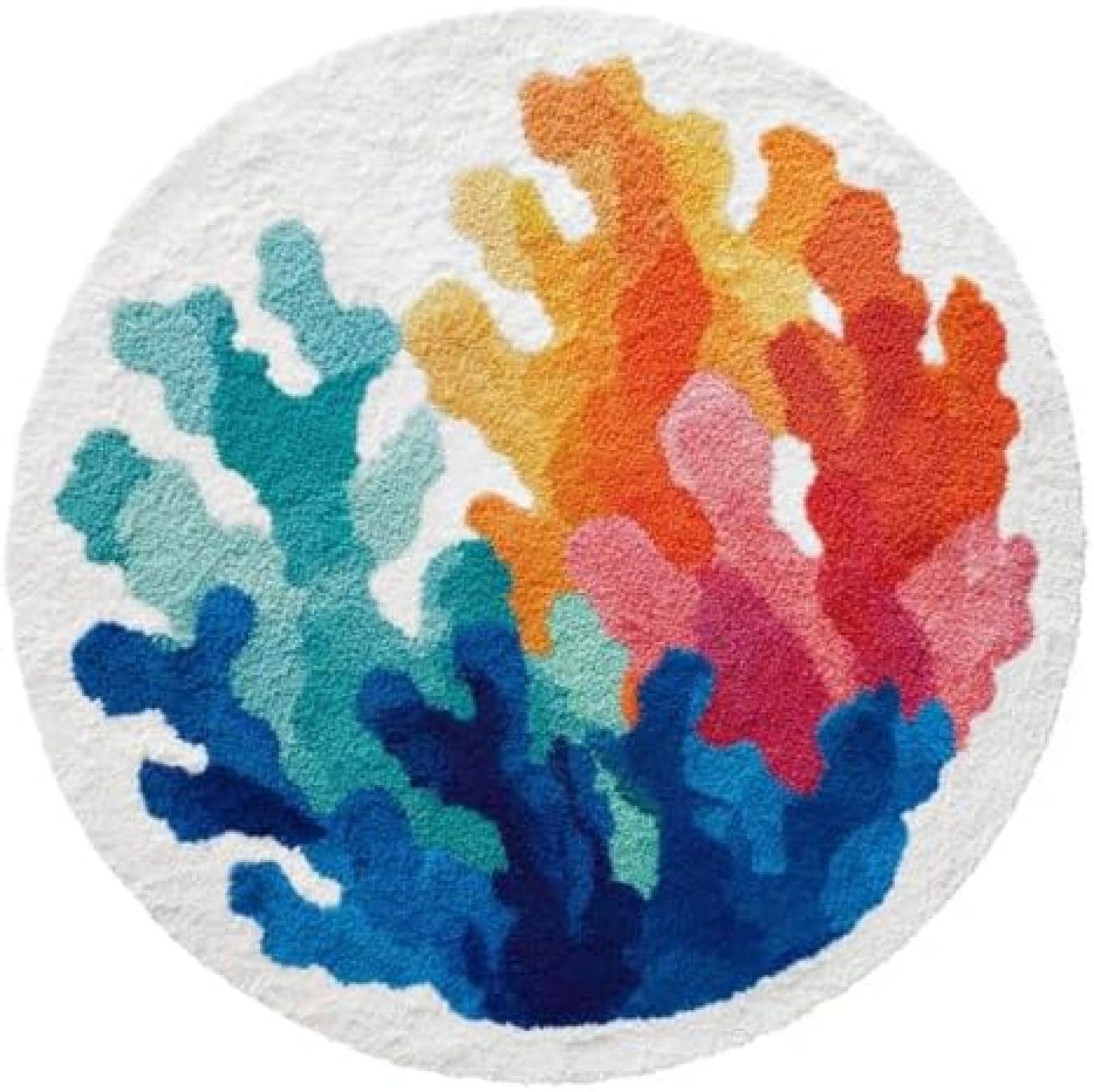 Xdeghuangss Multicoloured Latch Hook Rug Kit Watercolor Marine Illustration Round Rug 52X52cm