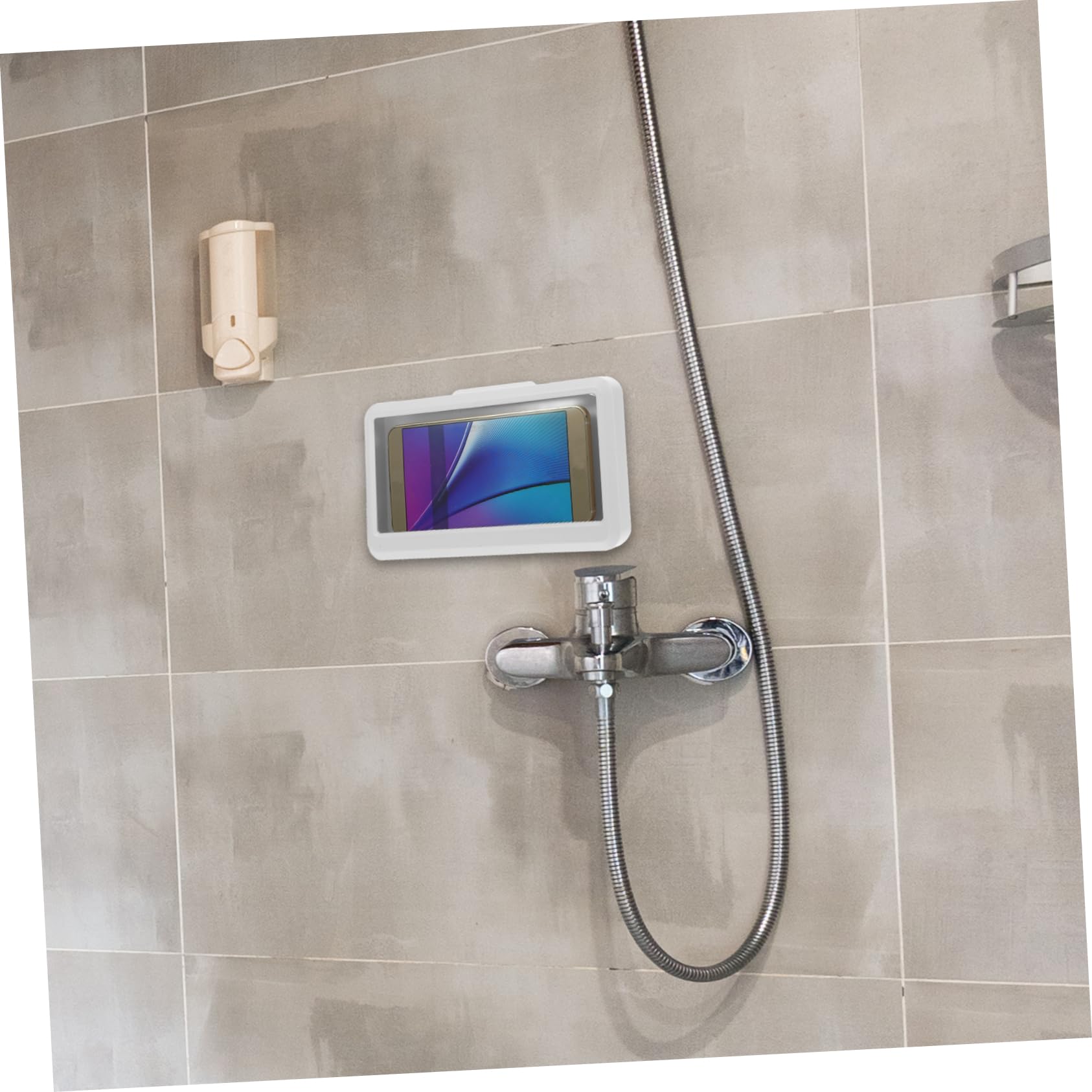 Gadpiparty 5pezzi Custodia Per Smartphone Da Doccia Supporto Da Muro Per Bagno Compatibile Con Schermo Touch Design Senza Foratura Per Guardare Video e Ascoltare Musica
