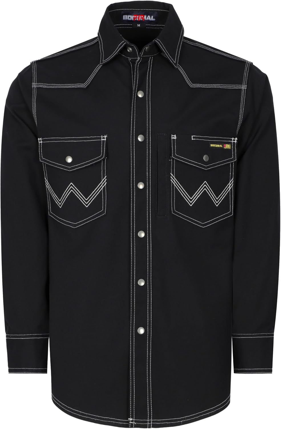 BOCOMAL FR Welding Shirts Heavyweight Stretch Canvas Snaps Down Reinforced Stitching Western Style Fire Resistant Jackets