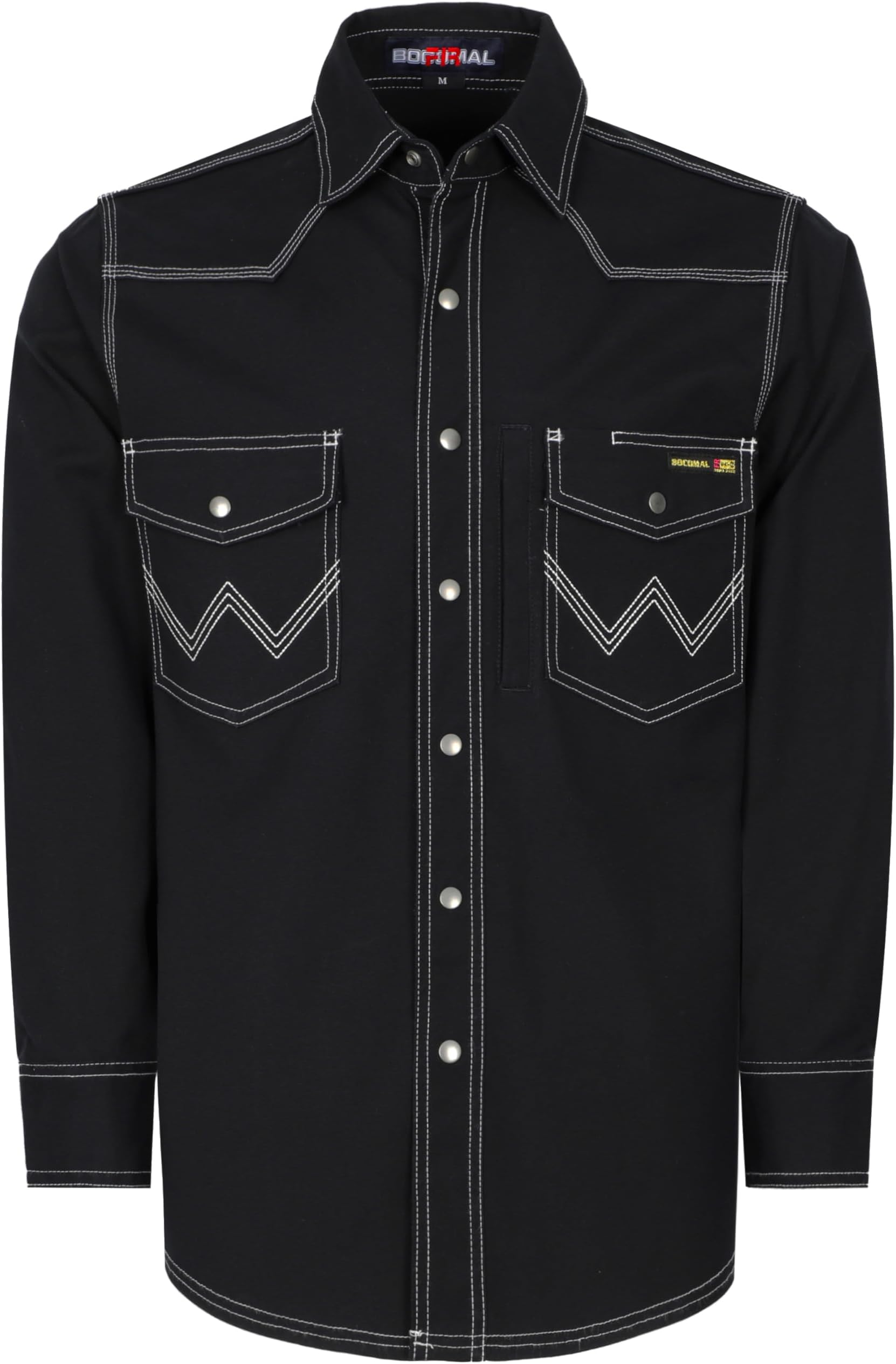 BOCOMAL FR Welding Shirts Heavyweight Stretch Canvas Snaps Down Reinforced Stitching Western Style Fire Resistant Jackets