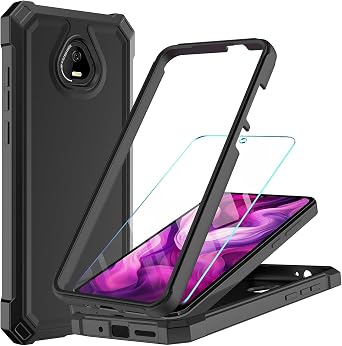 for Schok Volt Sv67q Sv67332 case with Tempered Glass Screen Protector 360 Full-Body Soft TPU Bumper Shockproof Silicone Protective Phone Cover Case for Schok Volt Sv67q Sv67332 Black