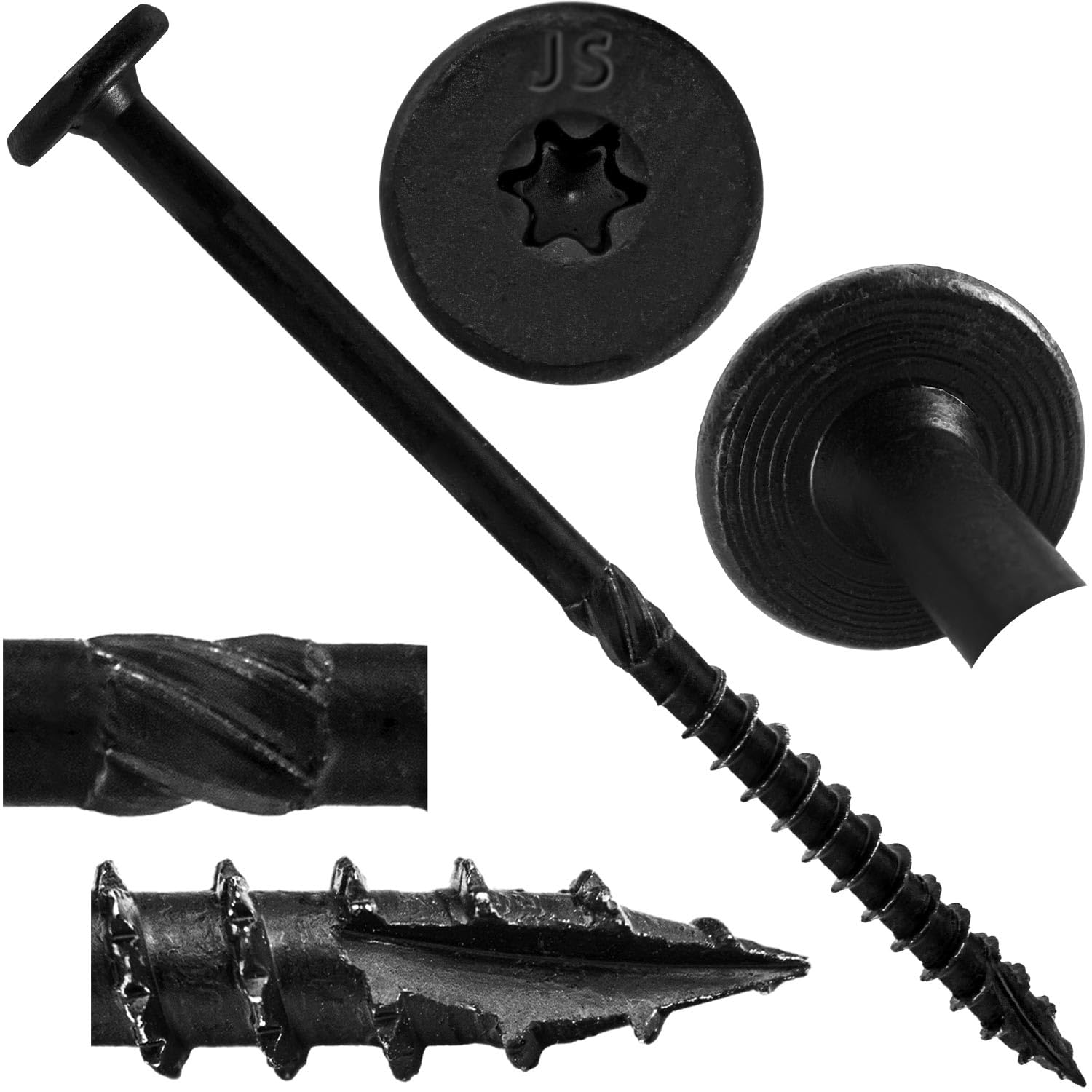 Lot de 50 vis tire-fond à tête gaufrée Utilisées pour la construction de bûches, l'encadrement de bois, les poutres laminées et les granges de poteaux Entraînement Torx T-30