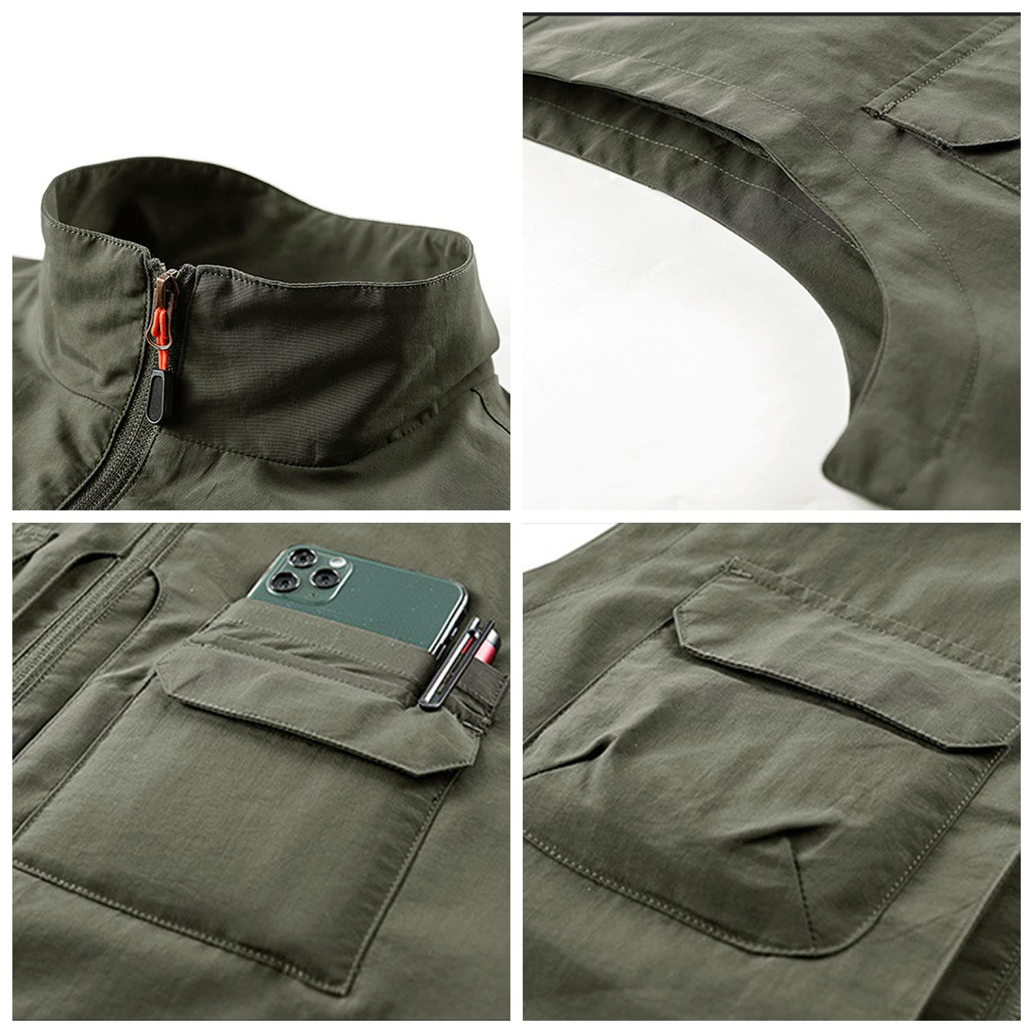 Chaleco para Hombre Sin Mangas con Multibolsillos Chaleco Casual para Exteriores Chaleco Multifuncional para Pesca Senderismo Fotografía Chaqueta Transpirable De Secado Rápido