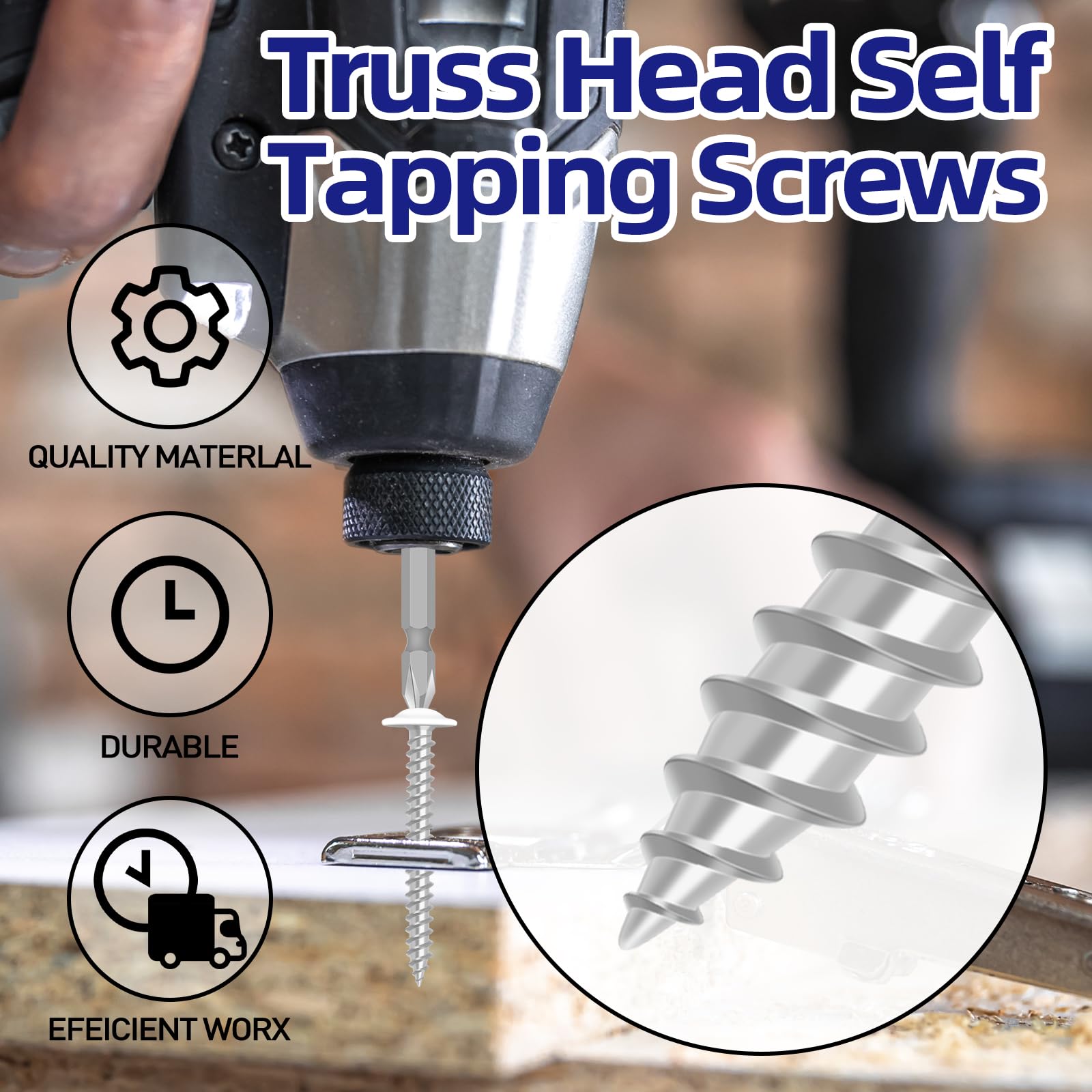 Self-Tapping Screws - 100 Pack #8 Truss Head -4 Self-Tapping Screws - 100 Pack #8 Truss Head -4