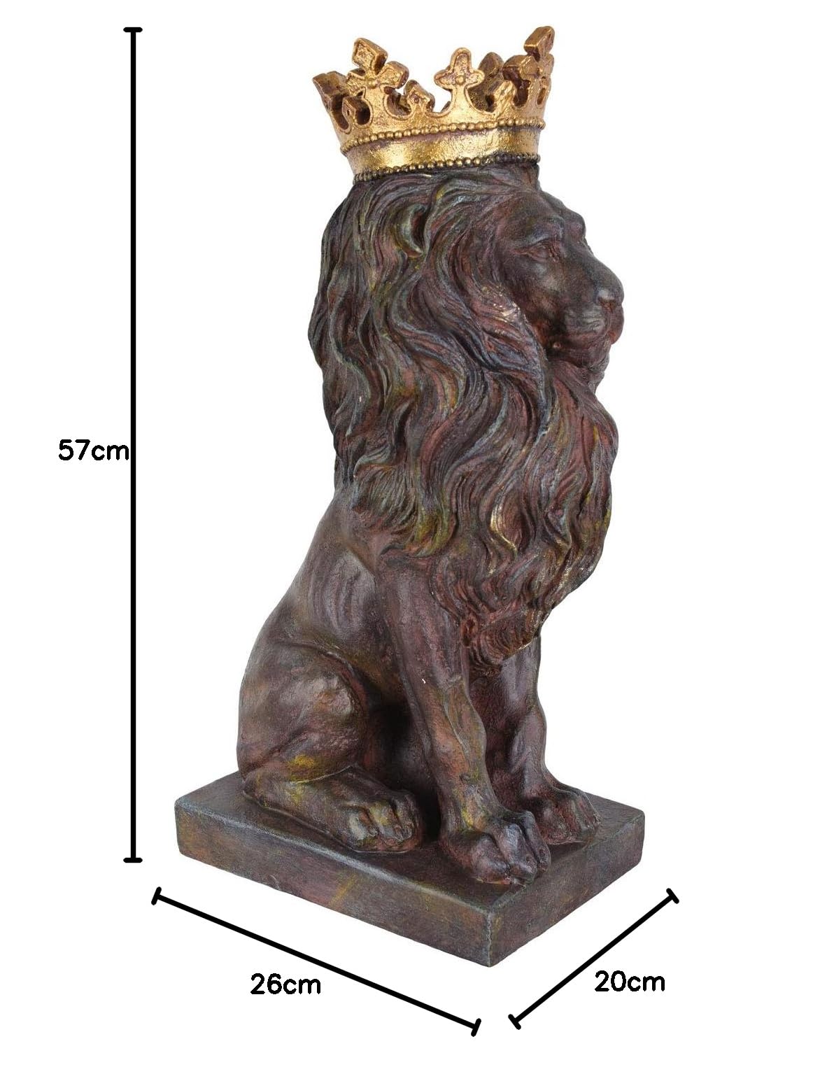 Unbekannt Figurka lwa figurka zwierzęcia wejście lew z koroną rzeźba ogrodowa, brama ogrodowa, lew ogrodowy, cw204 Palazzo Exclusive