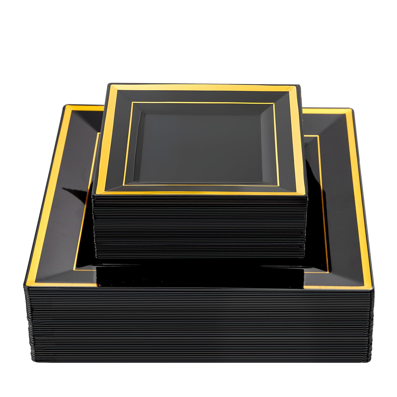 Black Plastic Square Plastic Dinner Plates Liacere100PCS Black And