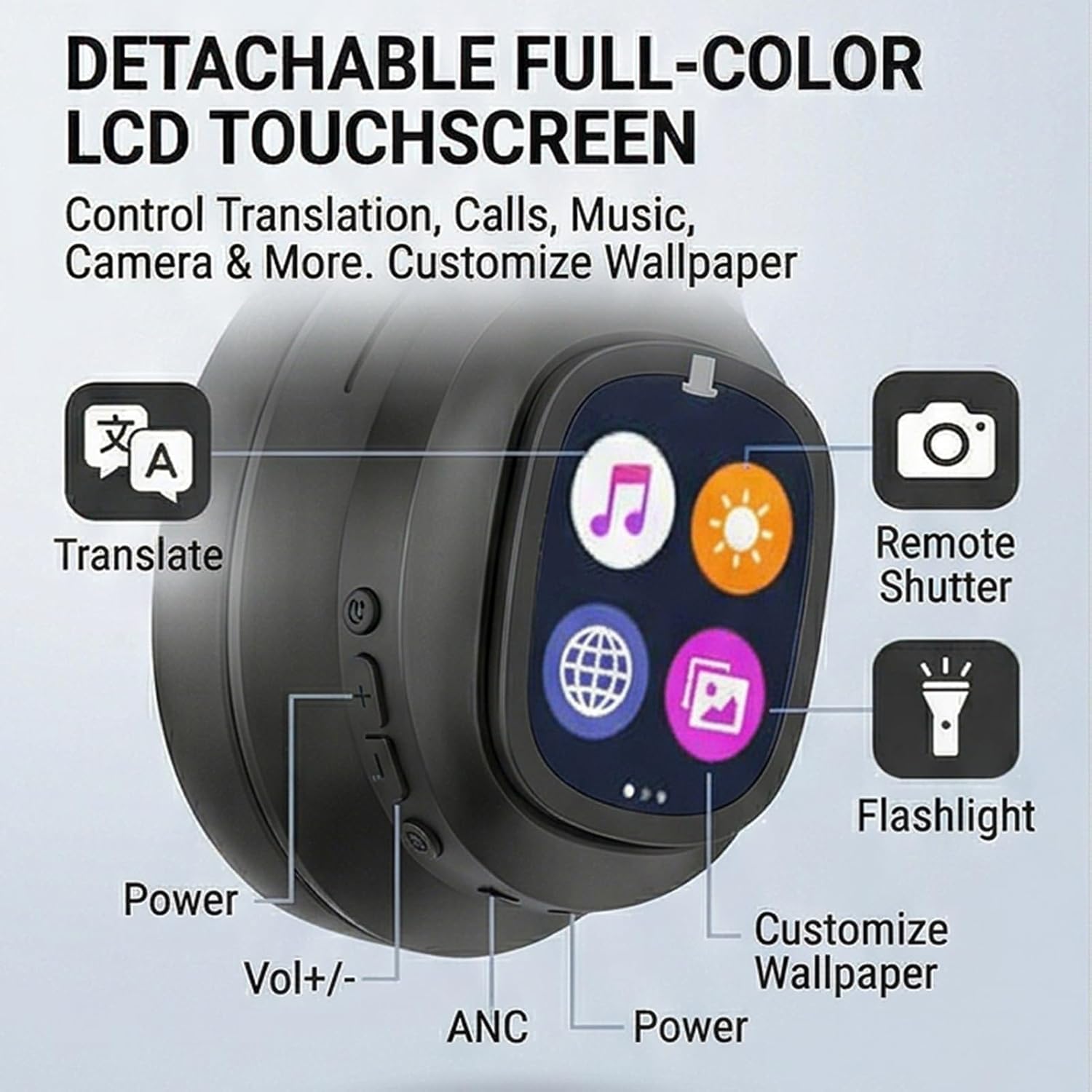 Tangxi AI Translation Wireless Headphones with LCD Touch Screen, Bluetooth 6.0, 7.1 Channel, 115 Languages Translation Real Time Translator Headset for Travel, Business & Learning image 4