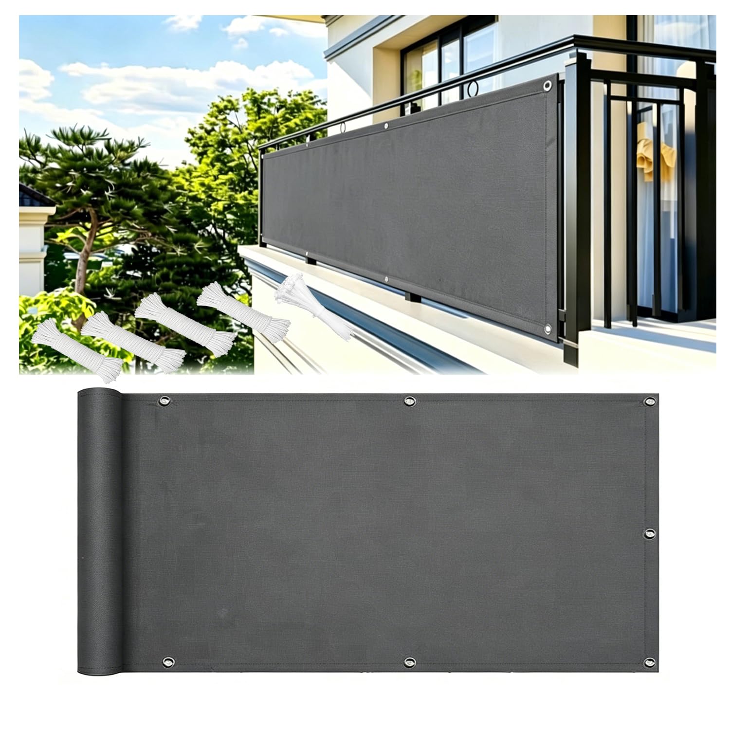 Voile d'ombrage imperméable Oxford 420D anti-UV 95% pour brise-vue extérieur 100x500cm