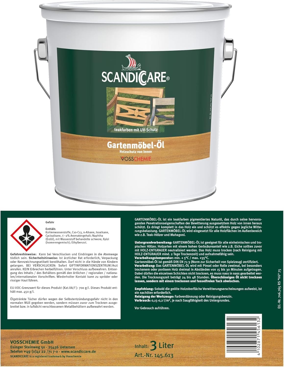 145613 SC - Aceite para muebles de jardín (3 L)