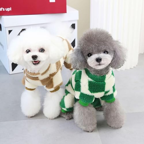 Miniatura 4 de Pijama de forro polar a cuadros para perros pequeños, mameluco de lujo para perros con anillo en D, suéter para cachorros, overol para Chihuahua,