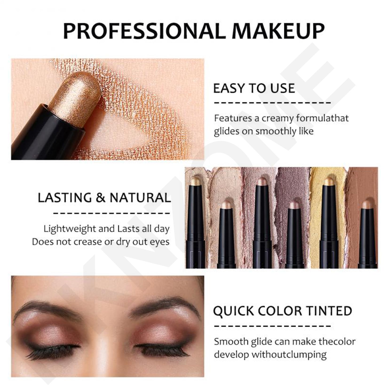 Crayon à Paupières, 12 Couleurs Étanche Fard a Paupiere Stick Bâton de Fard à Paupières Avec Taille-Crayon Eyeshadow Stick Longue Durée Maquillage pour les Yeux Cadeau pour femme