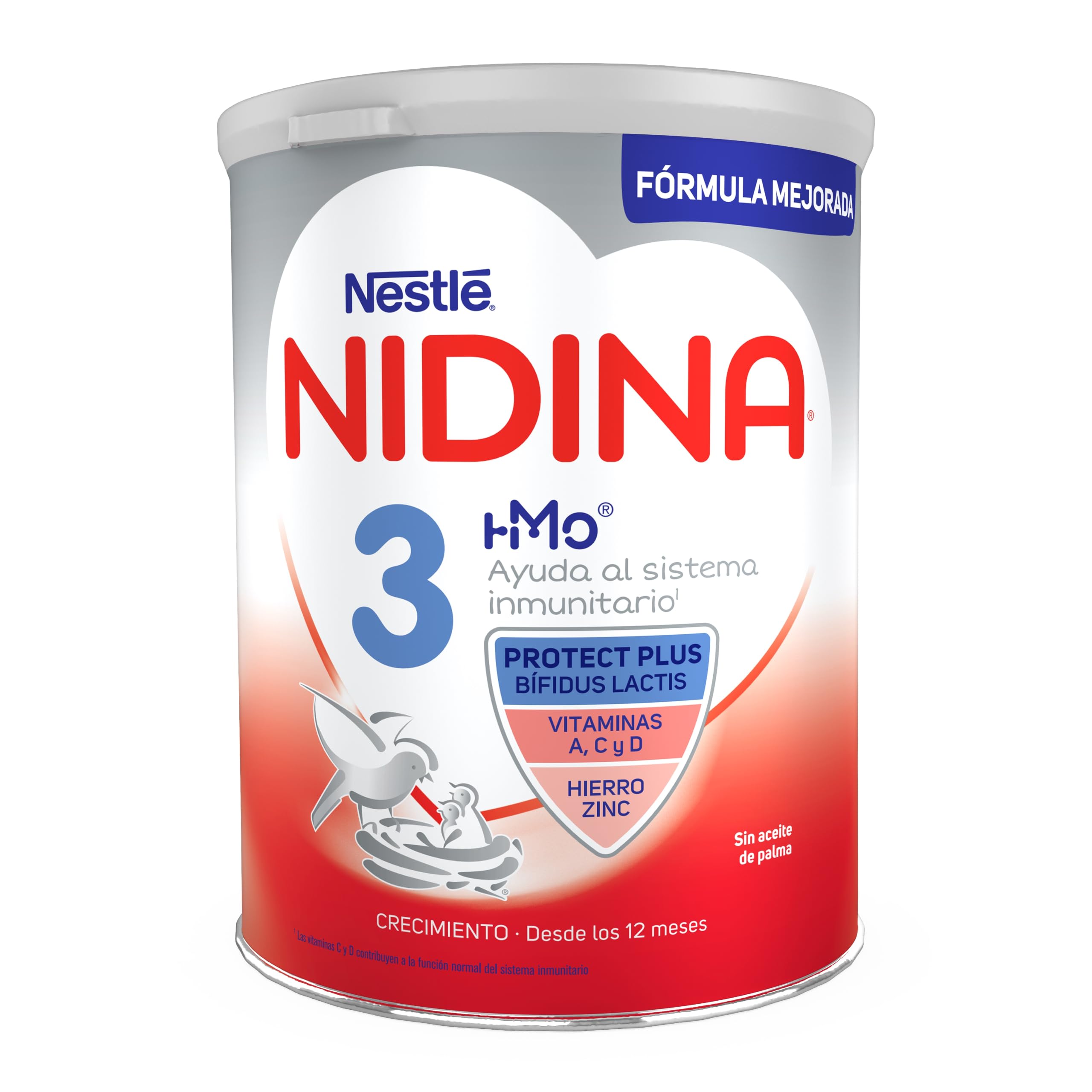 Nestlé NIDINA 3 Leche de crecimiento en polvo para bebés a partir de 12 meses, bote de 800g