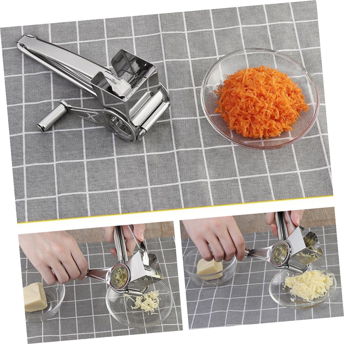 VALICLUD Edelstahl Handkurbel Käsereibe mit Rostfreiem Material Kompakte Kleine Parmesanreibe Vielseitig für Käse Knoblauch und Schokolade für Küche Dessert Kuchenläden