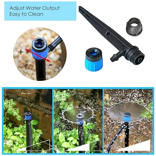 Miniatura 9 de 50 emisores de riego por goteo con cerradura, goteros ajustables de riego de flujo de agua de 360 grados para tubos de riego por goteo de 1/4 Azul