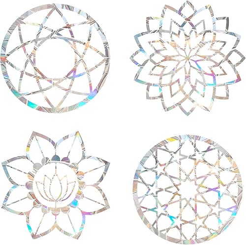 Mandala - Calcomanías estáticas para ventana, calcomanías anticolisión para golpes de pájaros, conciencia de cristal, juego de 8