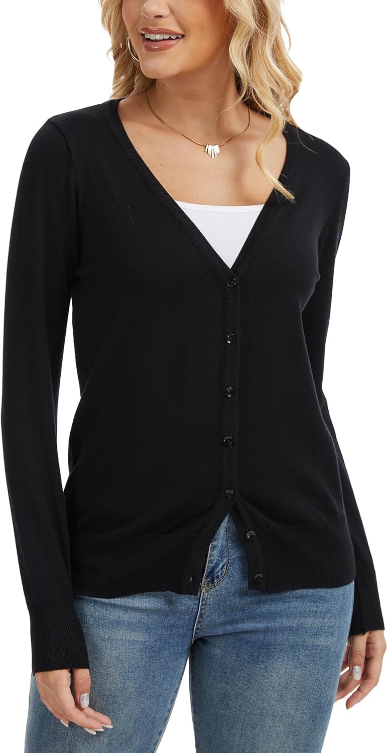 Spicy Sandia Womens Cardigan Sweaters Lightweight Button Up V Neck Dressy Casual Trendy Spring Sweater Jackets - Image 2