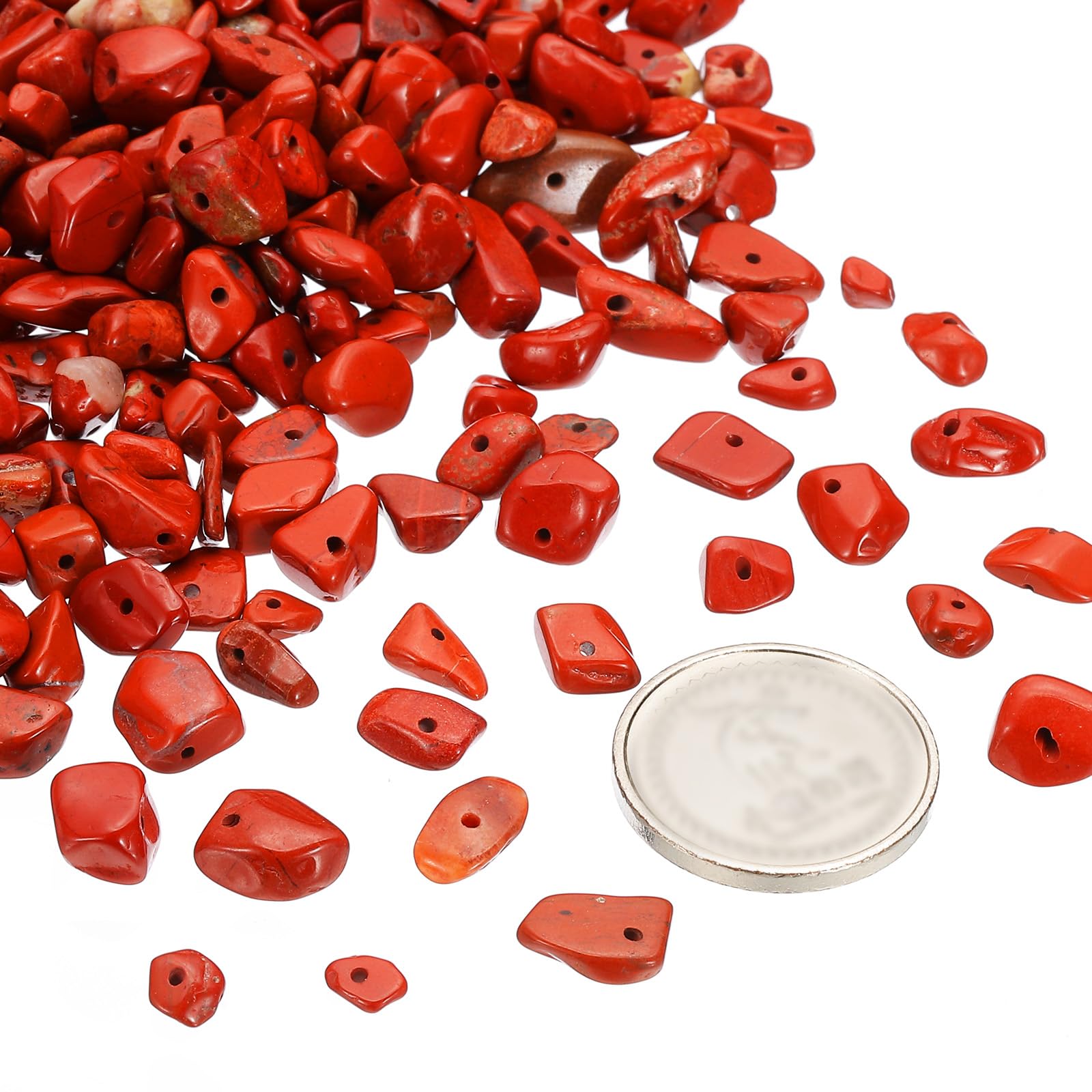 PATIKIL Chip Stone Natural Rock Beads Loose Gemstone Beads Drilled Strand for Jewelry Craft Making 400pcs, Red - Image 3