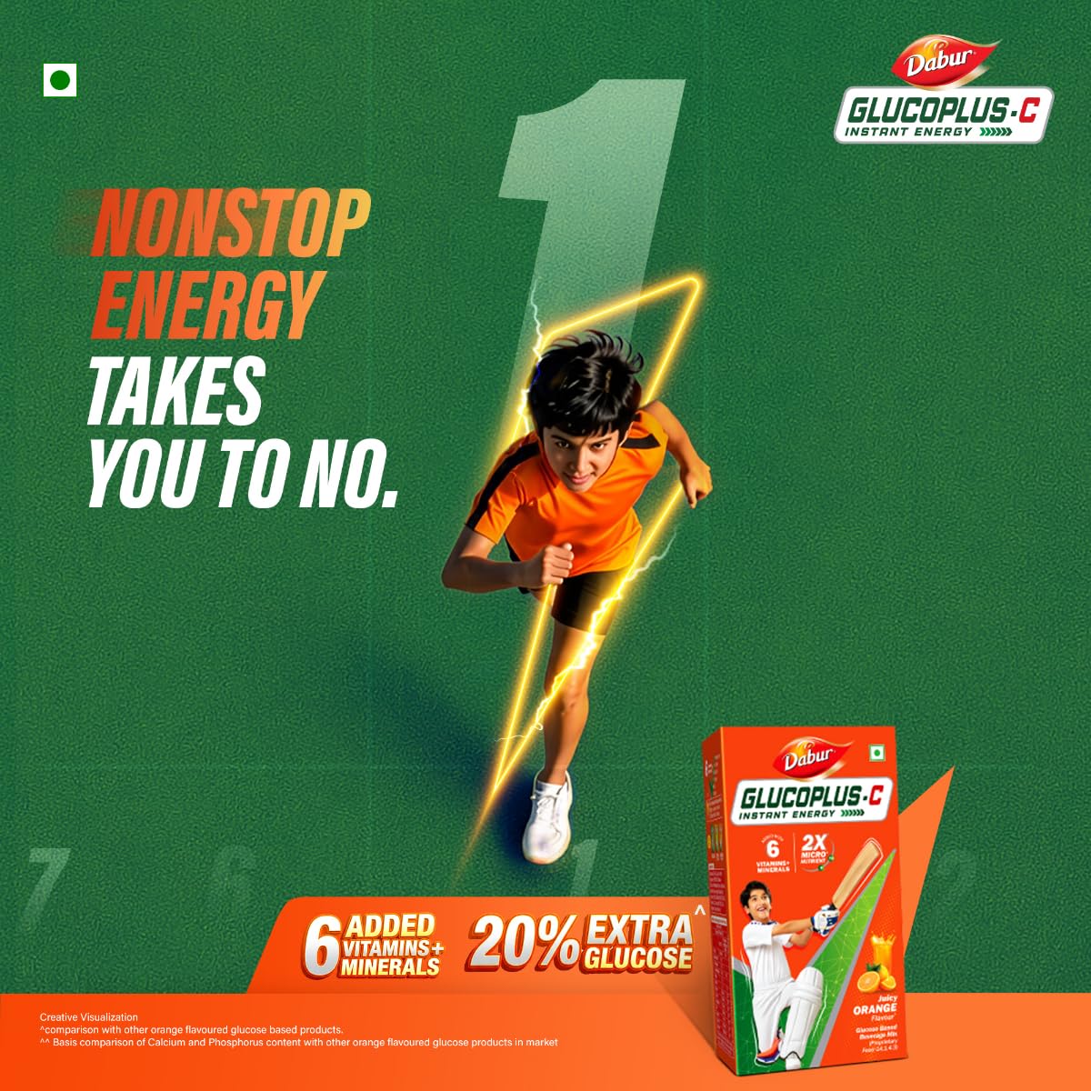 Dabur Glucoplus C Instant Powder Energy Glucose (Orange Flavour) - 400gm | Replenishes Energy with 6 Added Vitamins and Minerals | Vitamin C and Zinc Helps Boost Immunity | Calcium, Phosphorus and Vitamin K Support Bone Health 2