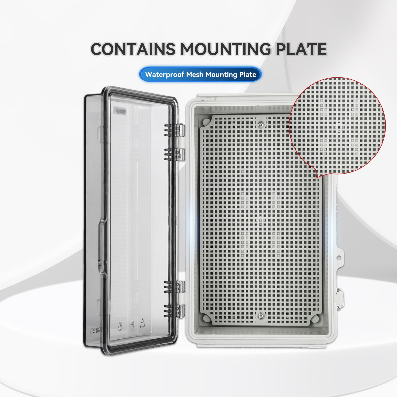 Mollom Außen-Verteilerdose mit transparenter Abdeckung（260x160x130mm） | Wasserdicht IP67, Edelstahlverschluss, Montageplatte mit Wandhalterungen für Elektroprojekte(10.2x6.3x5.1Zoll)