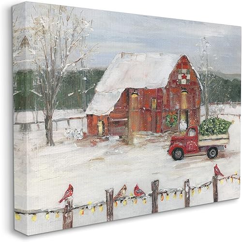 Miniatura 2 de Stupell Industries Lienzo decorativo para pared, diseño de granja de árboles nevados, diseño de Sally Swatland