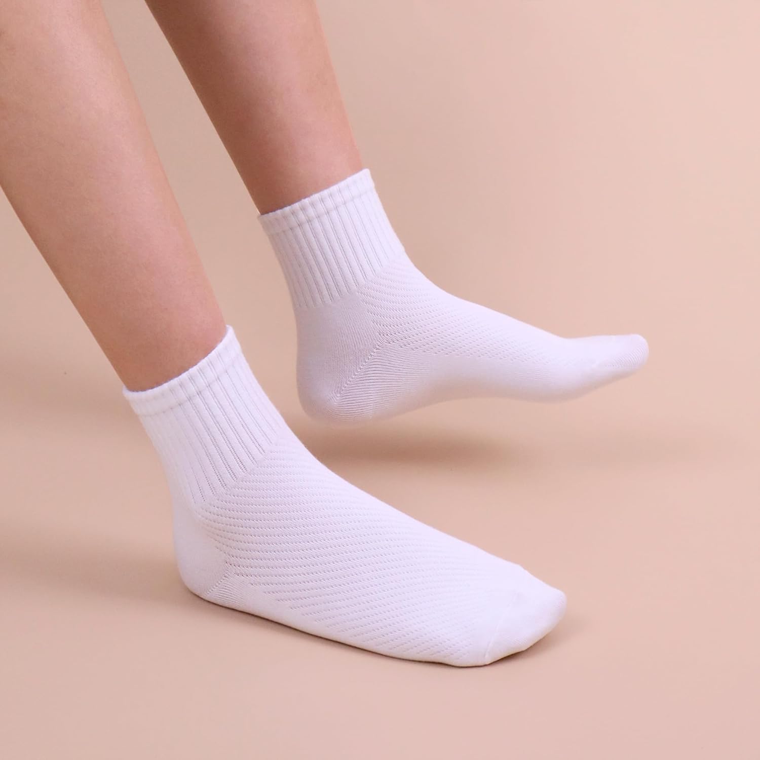 SERISIMPLE Women's Bamboo Viscose Above Ankle Thin Socks Quarter Mesh Design Breathable Anti-Odor Summer Socks 5 Pairs - Image 2