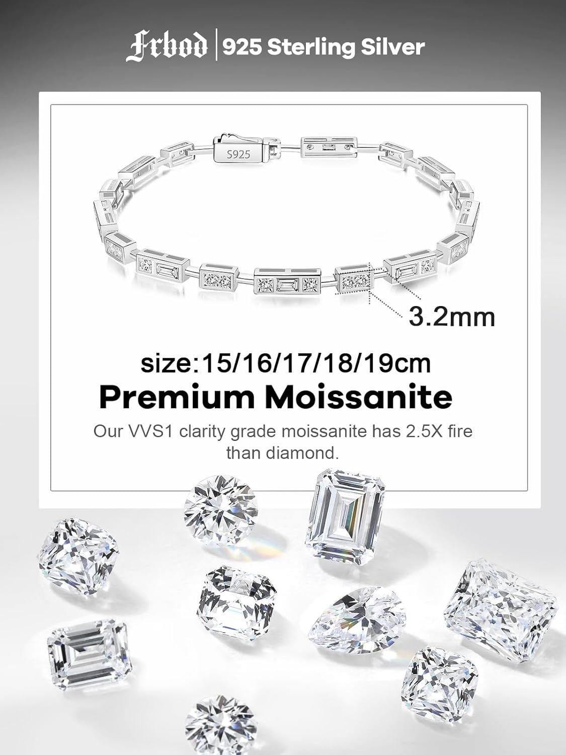 Luxury Moissanite Emerald Tennis Bracelet, Multi Style 925 Sterling Silver Wrist Chain, Stackable White Gold/Yellow Gold Bracelet, Christmas Valentine’s Day Wedding Jeweley, Length 5.9-7.5 Inches - Image 4