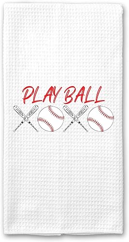 Sports Kitchen Hand Towel, Cute Baseball Kitchen Towels, Funny Dish Towel, Custom Tea Towels, Base Ball Kitchen Towel, Play Ball